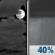 Thursday Night: A chance of rain showers after 2am. Mostly cloudy, with a low around 60. East southeast wind around 7 mph. Chance of precipitation is 40%. New rainfall amounts less than a tenth of an inch possible. Thursday Night: Mostly Cloudy then Chance Rain Showers