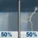 Thursday: A chance of rain showers between 7am and 1pm, then a chance of showers and thunderstorms. Mostly cloudy, with a high near 66. Chance of precipitation is 50%. New rainfall amounts between a tenth and quarter of an inch possible. Thursday: Chance Rain Showers then Chance Showers And Thunderstorms