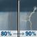 Monday: Rain showers before noon, then showers and thunderstorms. Mostly cloudy, with a high near 73. Chance of precipitation is 90%. Monday: Rain Showers