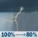 Wednesday: Showers and thunderstorms. Mostly cloudy, with a high near 80. Chance of precipitation is 100%. Wednesday: Showers And Thunderstorms
